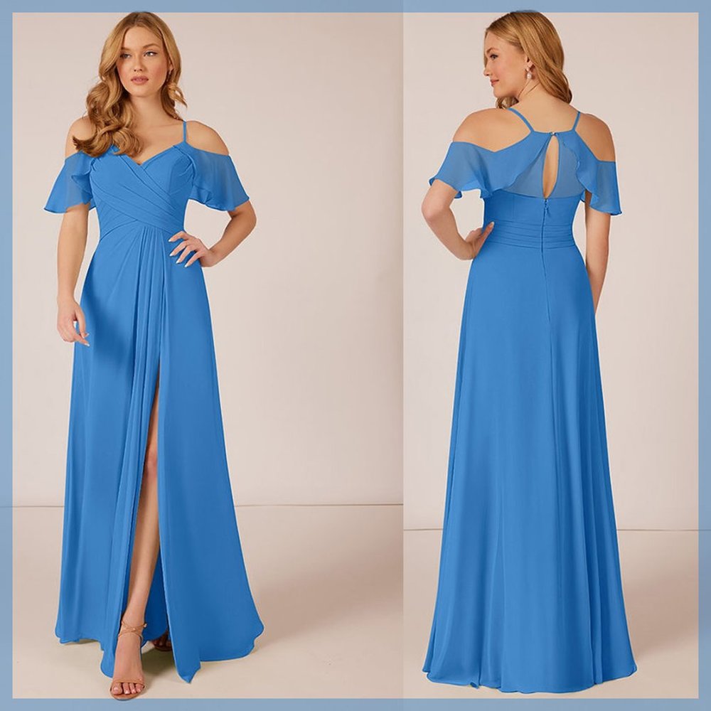 Azazie Dakota Maxi Dress Blue Jay